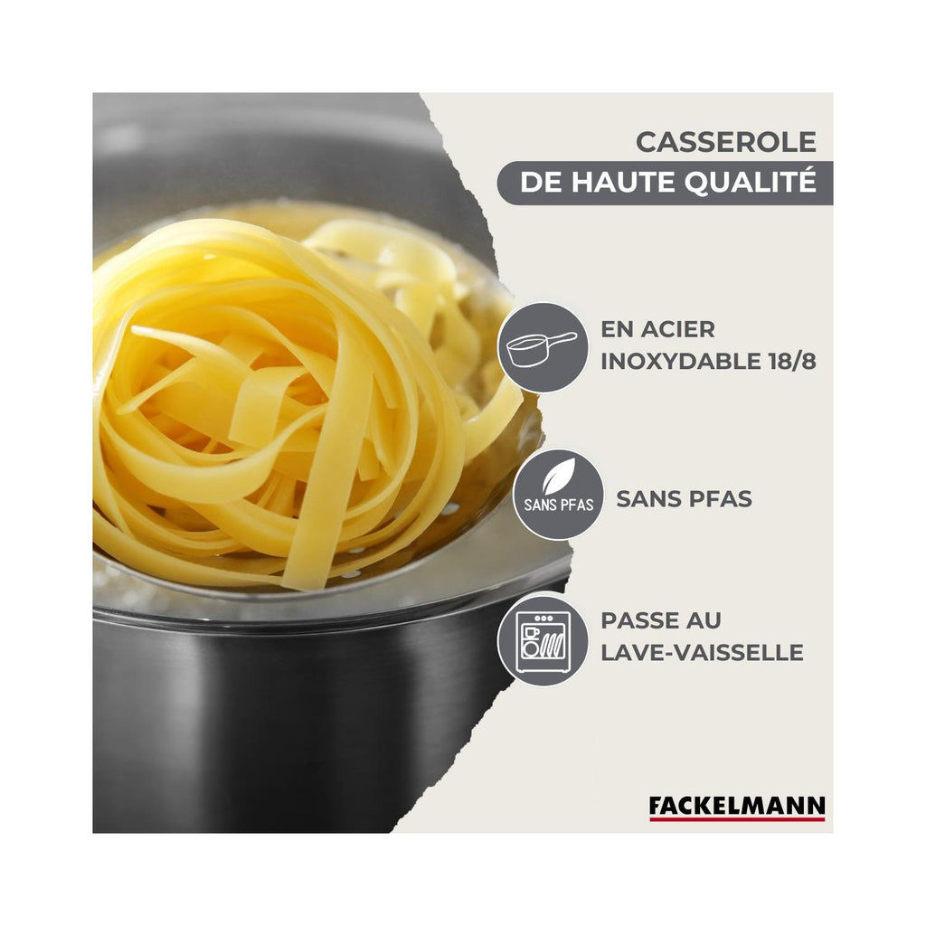 Set 3 Pentole In Acciaio Inox Fackelmann Geneva - Inox