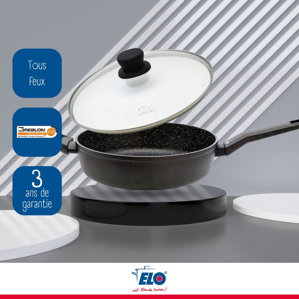Casseruola Saltapasta E Coperchio Elo Granit Solution - Nero