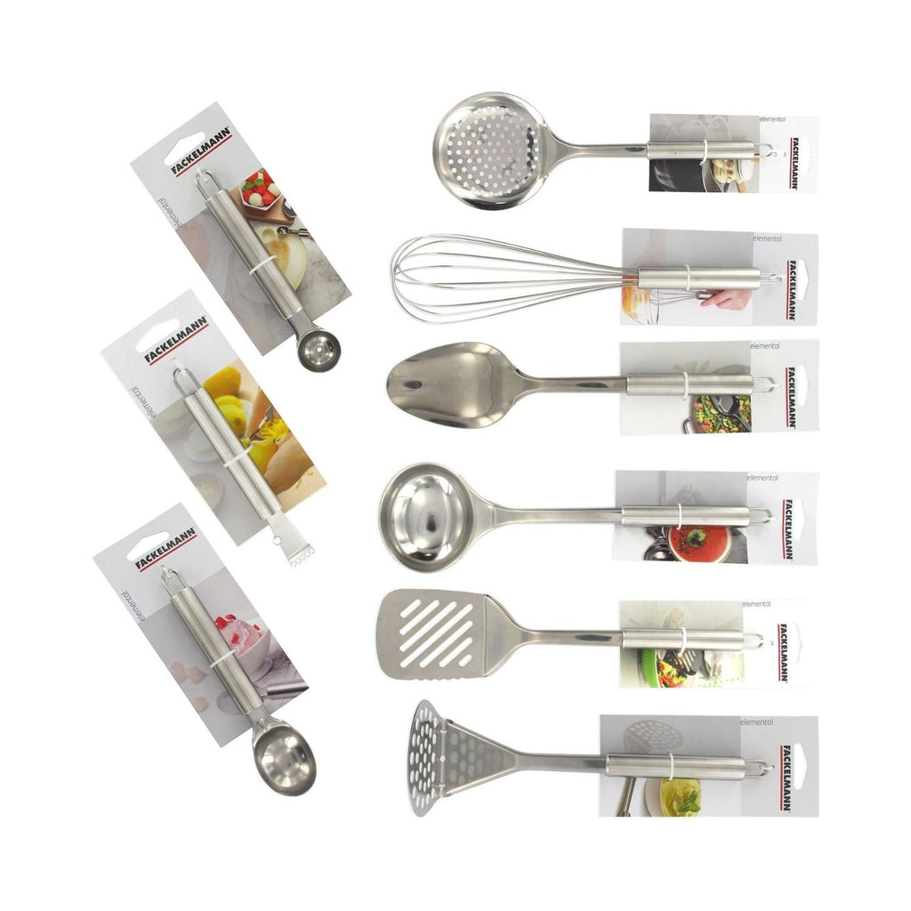 Ensemble Ustensiles De Cuisine 9 Pièces Fackelmann Elemental - Inox