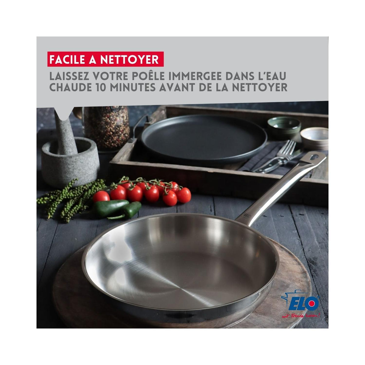 Padella In Acciaio Inox 18/10 Senza Rivestimento Elo Profi Therm - Inox