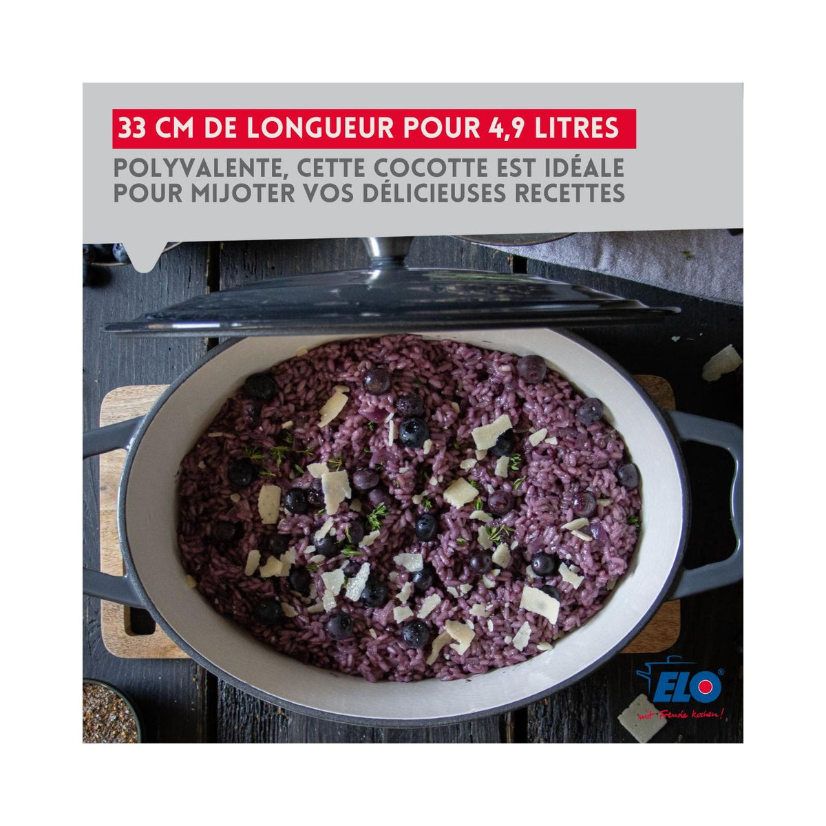 Cocotte Ovale En Fonte Émaillée Gris Classique Elo - Gris