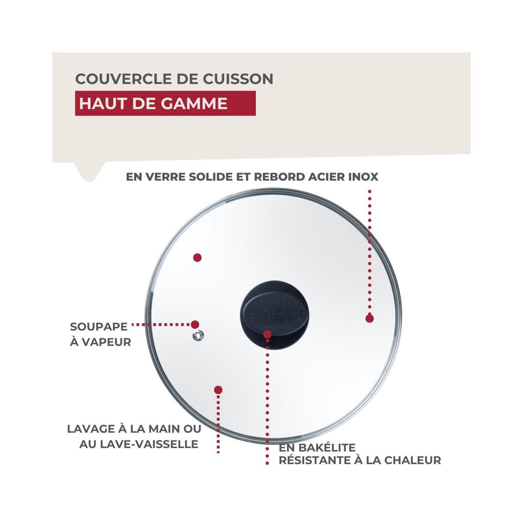 Couvercle De Cuisson En Verre Fackelmann - Transparent/Gris/Noir