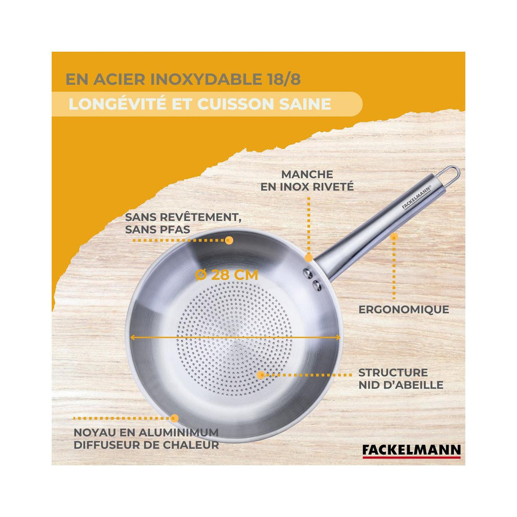 Sartén De Acero Inoxidable 18/8 Fackelmann Ovalgriff - Acero Inoxidable