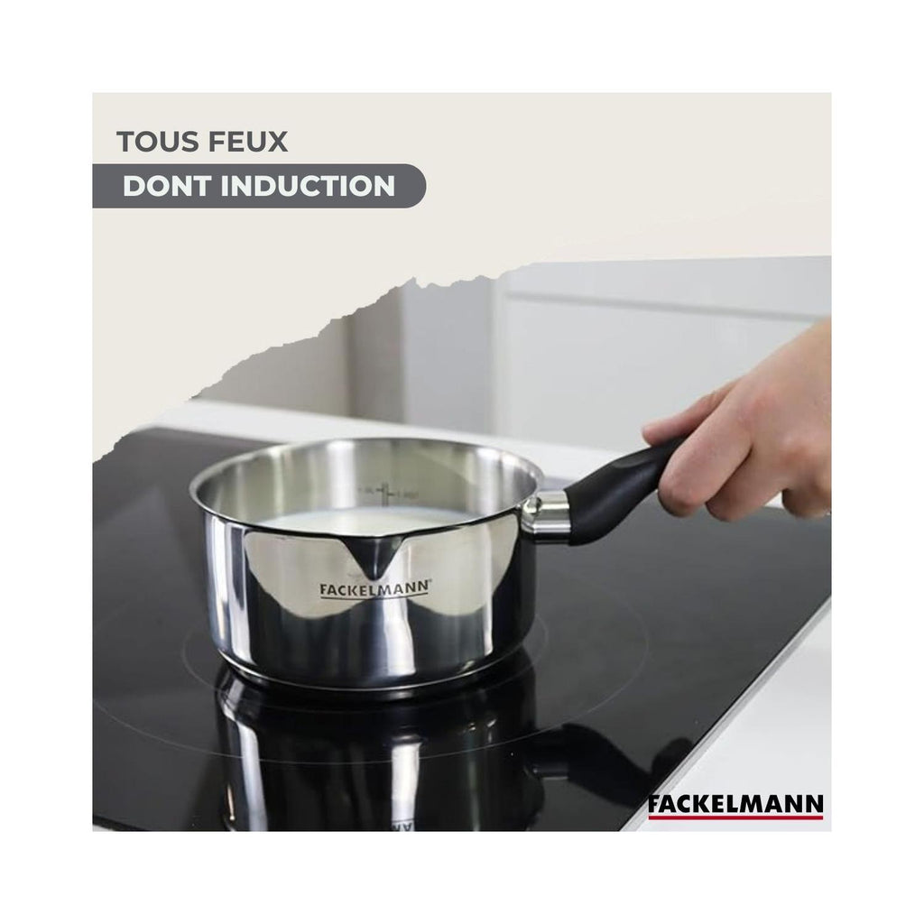 Fackelmann Geneva Stainless Steel Saucepan - Grey/Black
