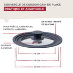 Coperchio Di Cottura Adattabile In Vetro E Silicone Fackelmann - Trasparente/Nero
