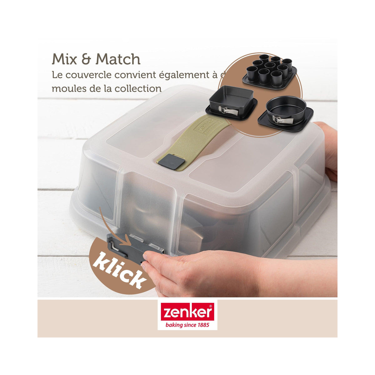 Square Springform Tin with Lid Zenker Bake Click And Go - Black