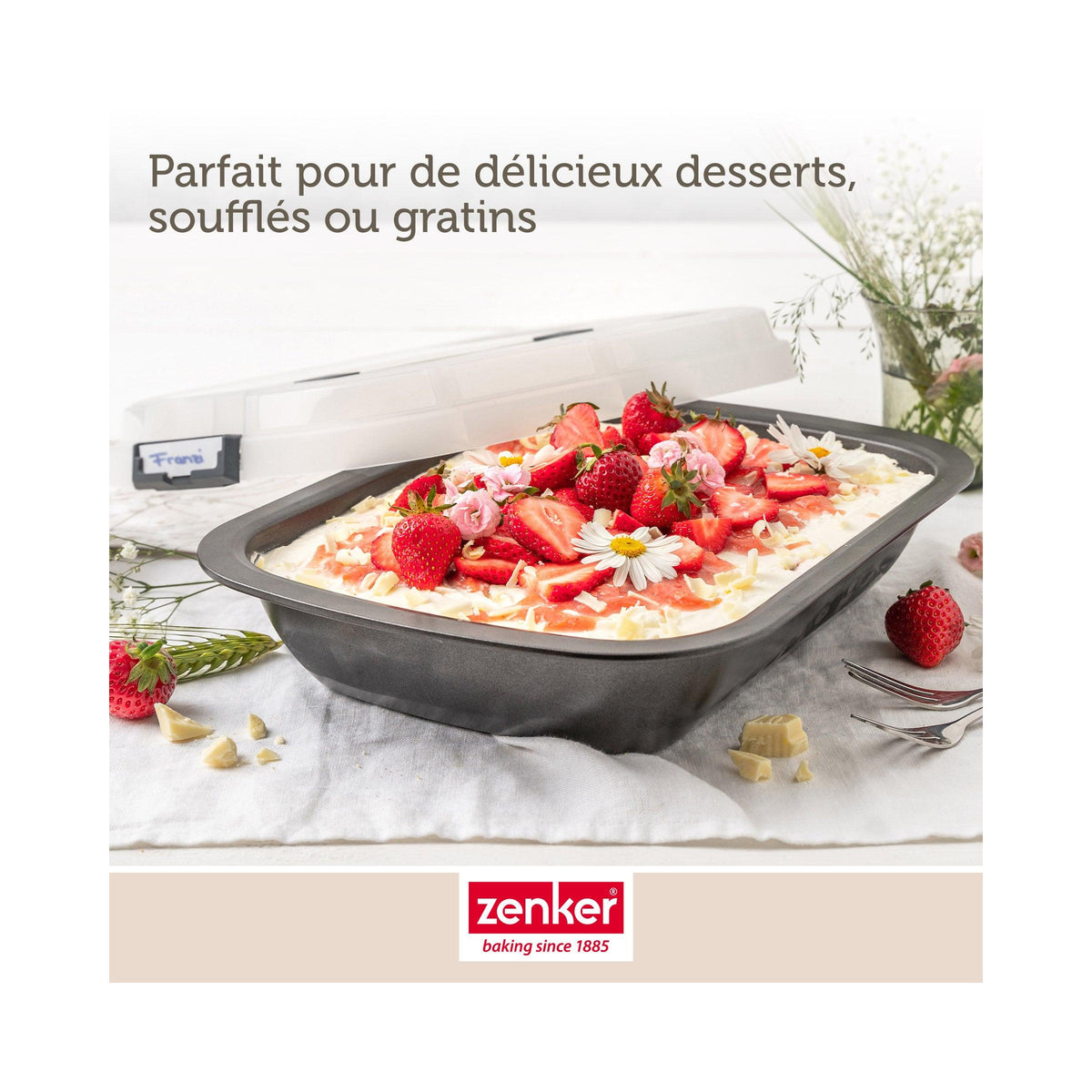 Rectangular Cake Tin with Transport Lid Zenker Bake Click And Go - Black