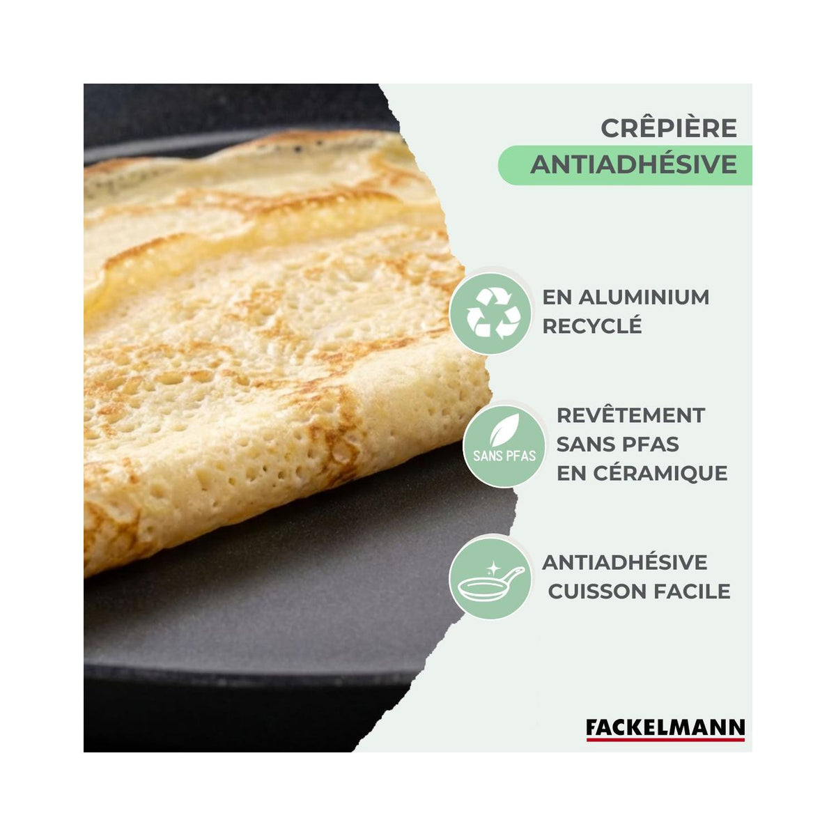 Set Candelora Crepes E 2 Utensili Fackelmann Brandao - Nero