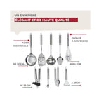 Ensemble De 9 Ustensiles De Cuisine Inox Fackelmann Ovale - Gris