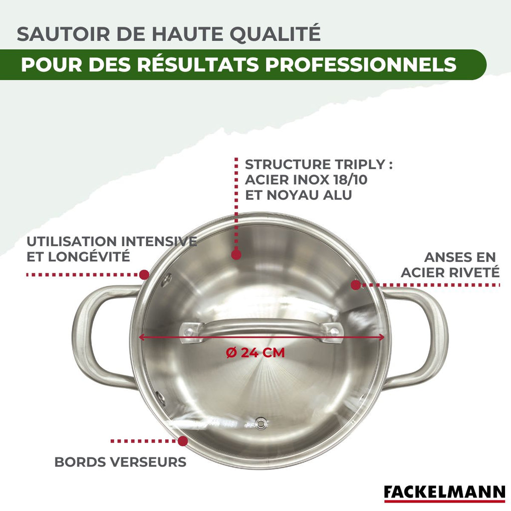 Faitout En Inox 18/10 Triply Fackelmann Vita3 - Inox