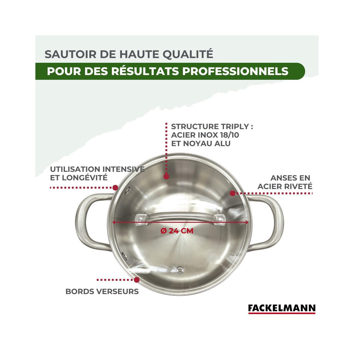 Faitout En Inox 18/10 Triply Fackelmann Vita3 - Inox