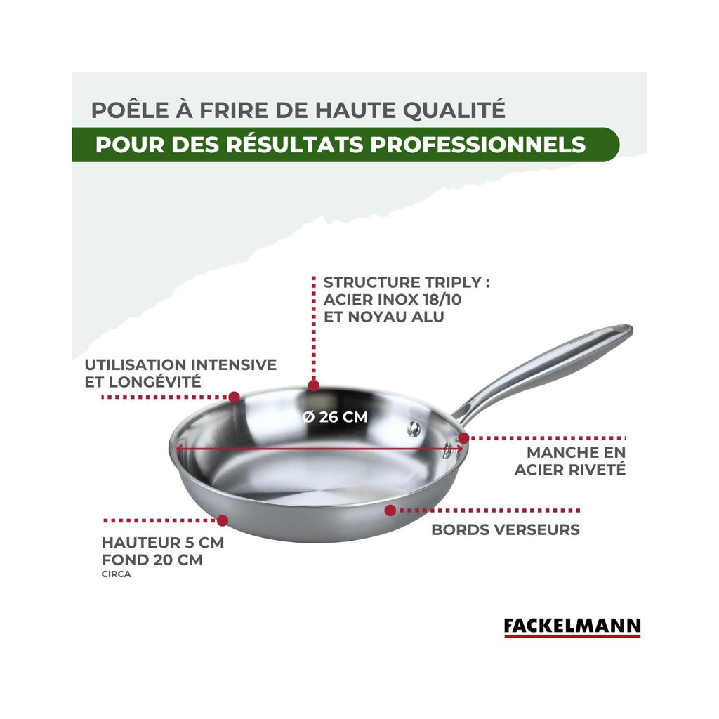 Padella In Acciaio Inox 18/10 Triply Fackelmann Vita3 - Inox