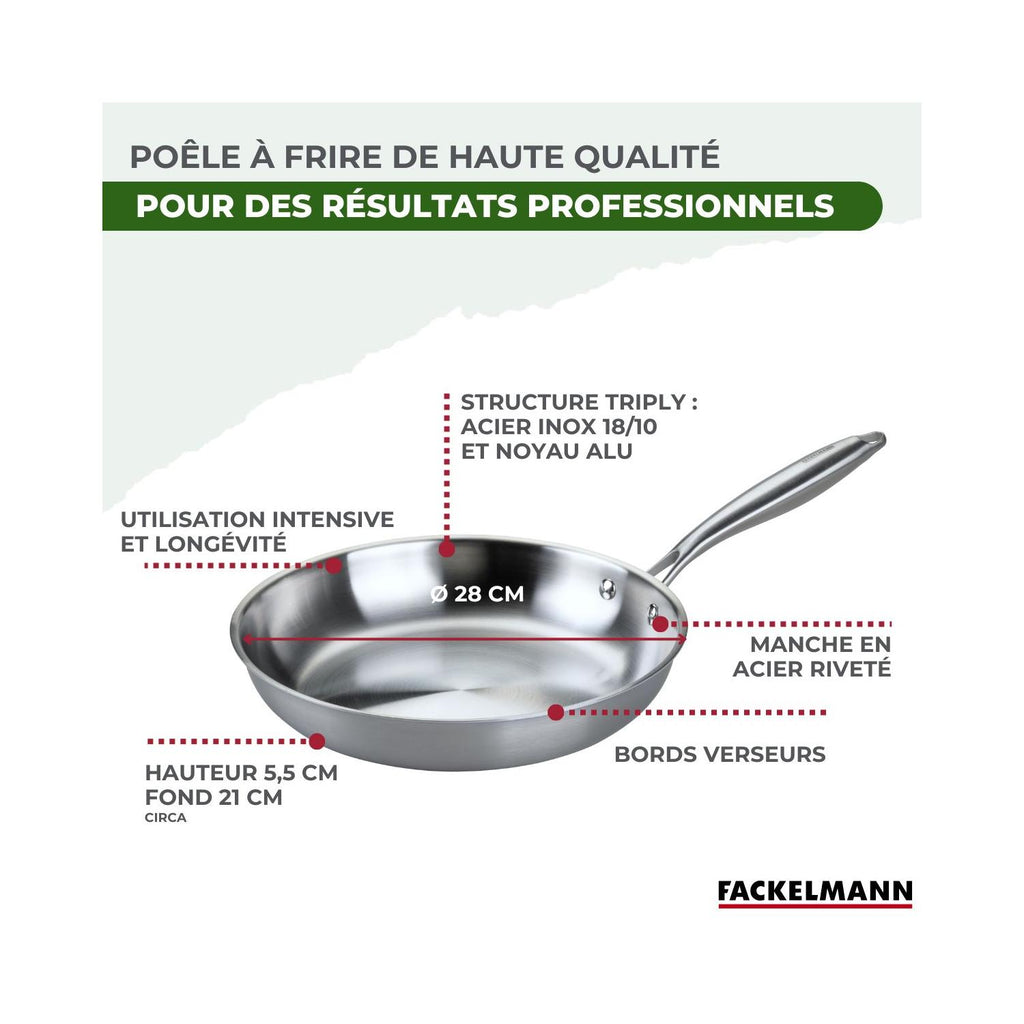 Padella In Acciaio Inox 18/10 Triply Fackelmann Vita3 - Inox