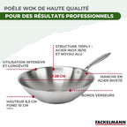 Wok In Acciaio Inox 18/10 Triply Fackelmann Vita3 - Inox