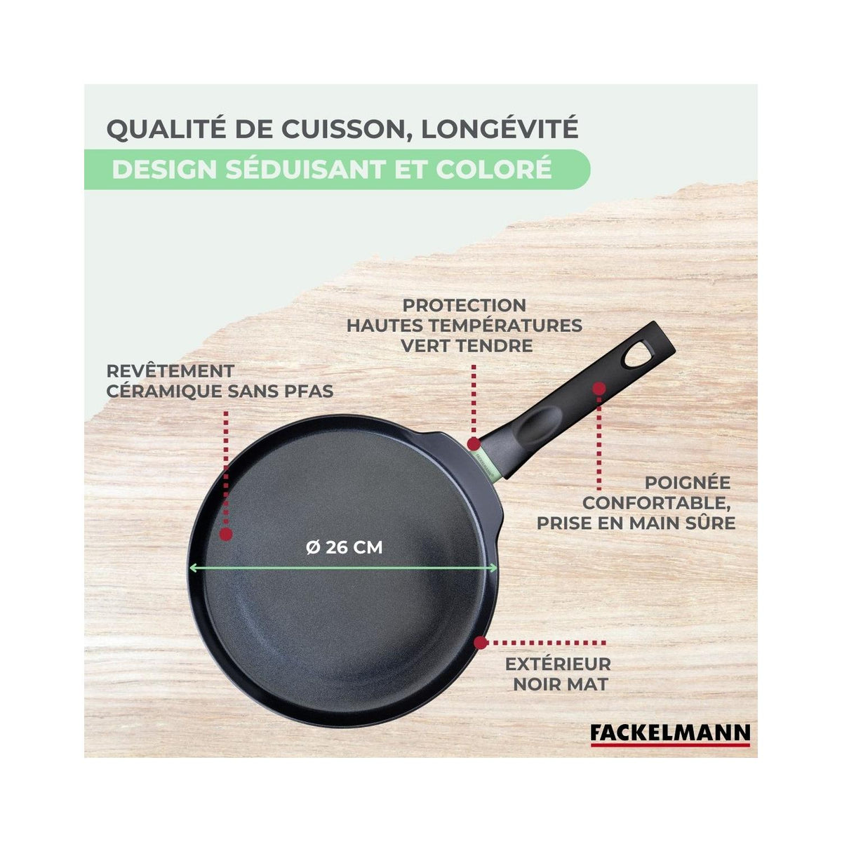 Crepera De Aluminio Con Revestimiento Cerámico Antiadherente Sin PFAS Fackelmann Brandao - Negro/Verde