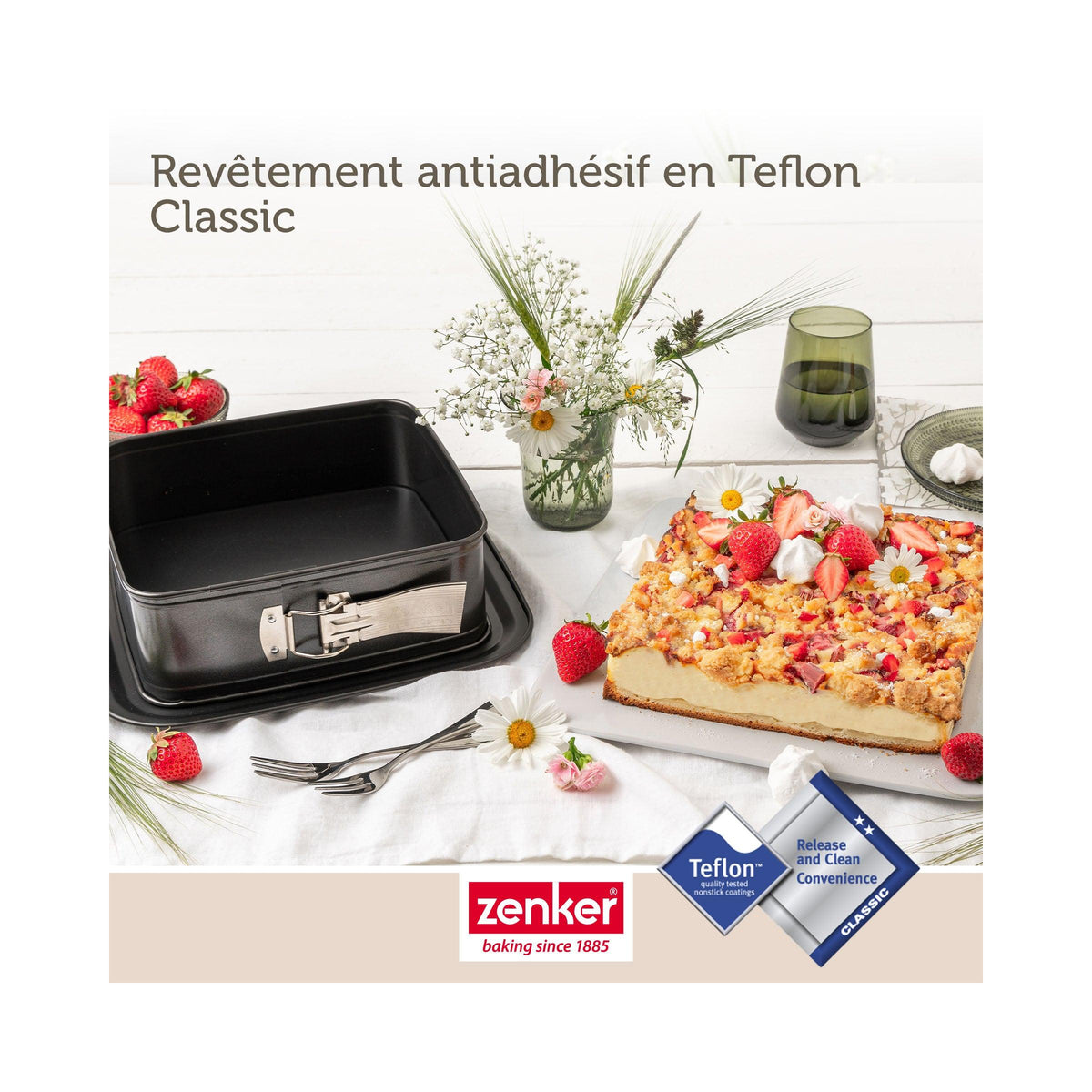 Square Springform Tin with Lid Zenker Bake Click And Go - Black