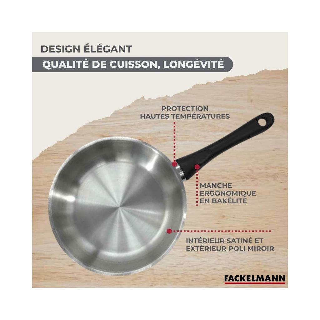 Batería De Cocina Con 3 Cazuelas Y 3 Cazos Y 5 Utensilios De Cocina Fackelmann Généva Brillant Vario - Acero Inoxidable/Negro