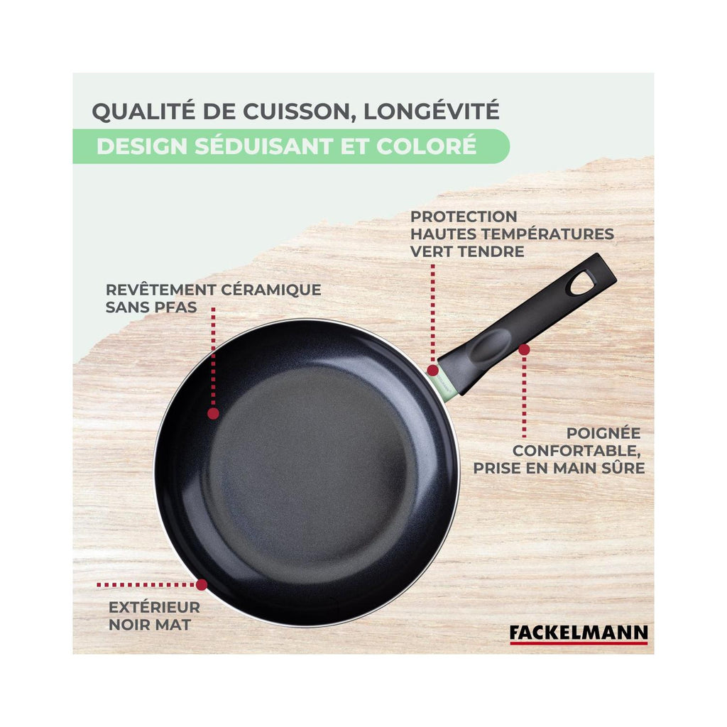 Set Di 3 Padelle Antiaderenti In Ceramica Fackelmann Brandao - Nero/Verde