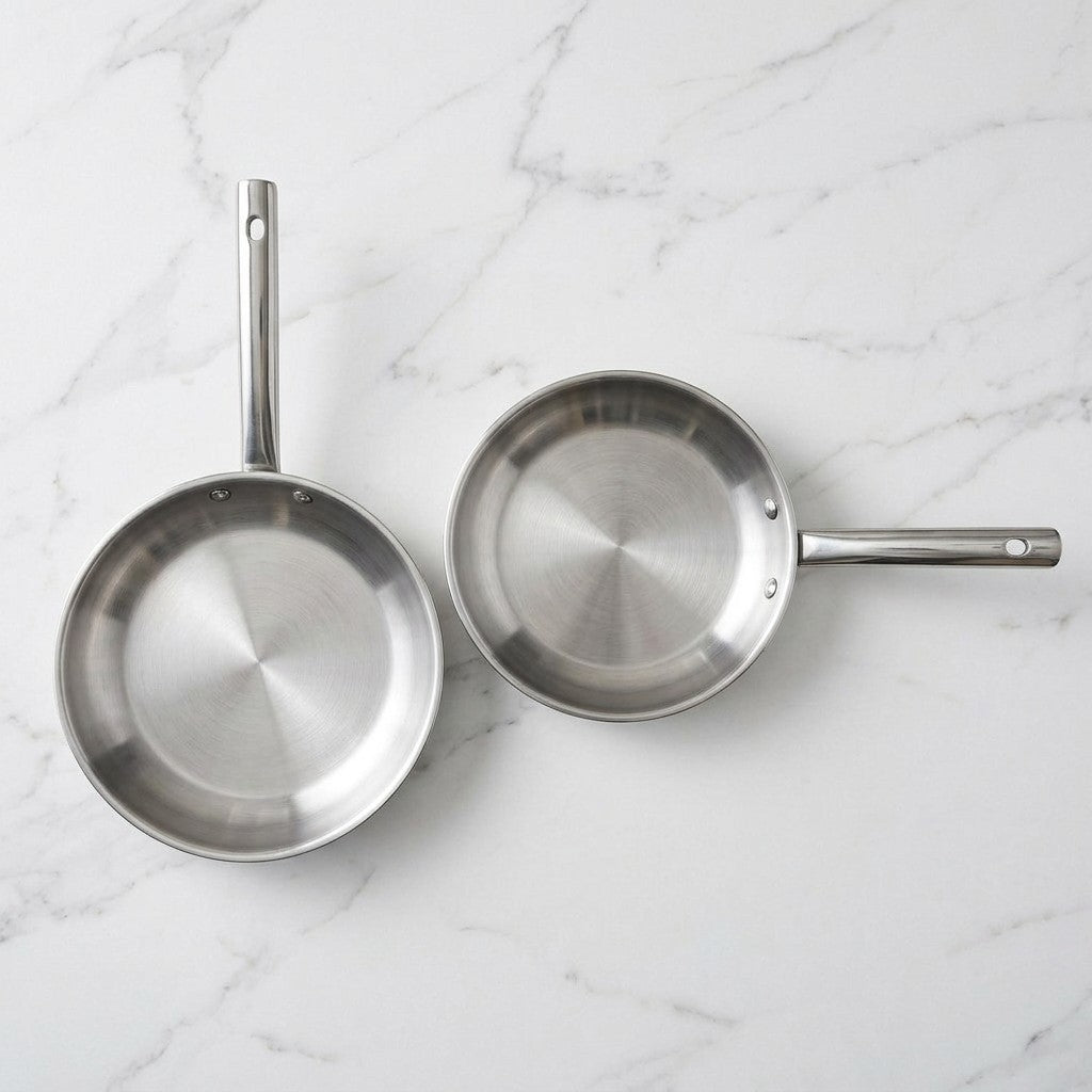 Set Di 2 Padelle Per Friggere In Acciaio Inox E 2 Coperchi In Vetro Fackelmann Rhona - Trasparente/Grigio