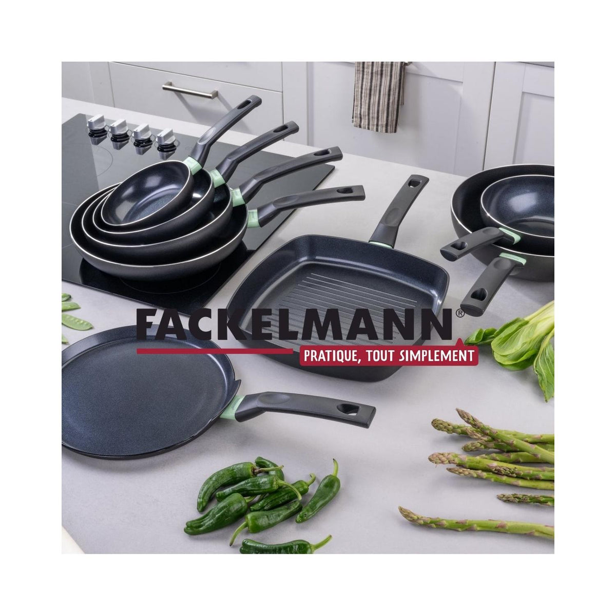 Set Di 3 Padelle Antiaderenti In Ceramica Fackelmann Brandao - Nero/Verde