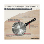 Batería De Cocina Con 3 Cazuelas Y 3 Cazos Y 5 Utensilios De Cocina Fackelmann Généva Brillant Vario - Acero Inoxidable/Negro