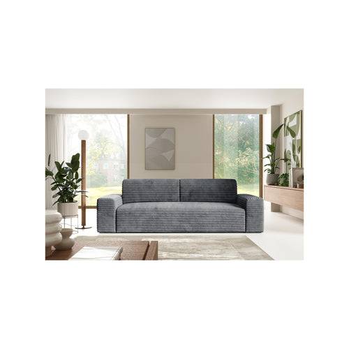 Canapé Droit Convertible 3 Places - Eden - Velours Gris Clair