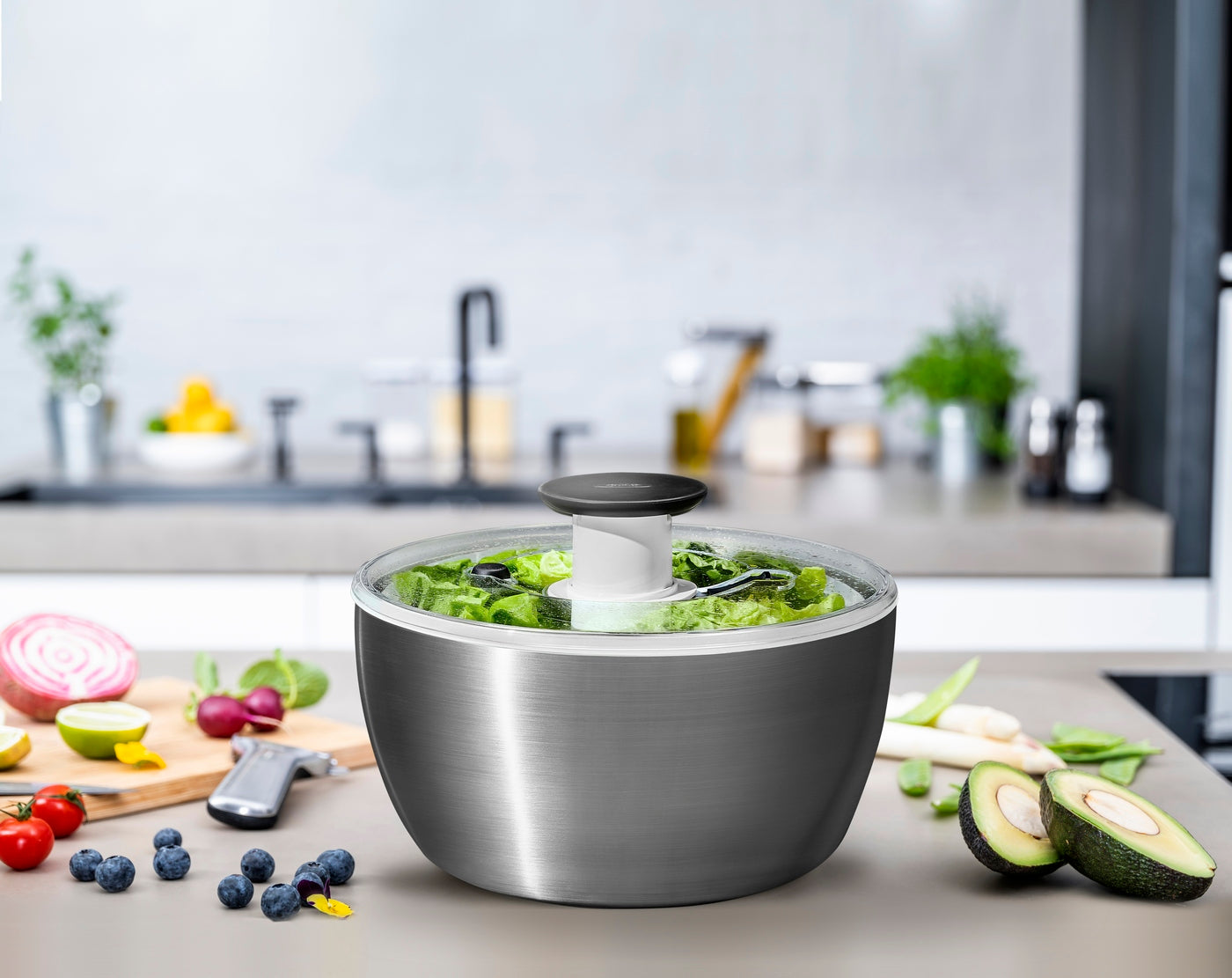 Stainless Steel Salad Spinner 26 Cm
