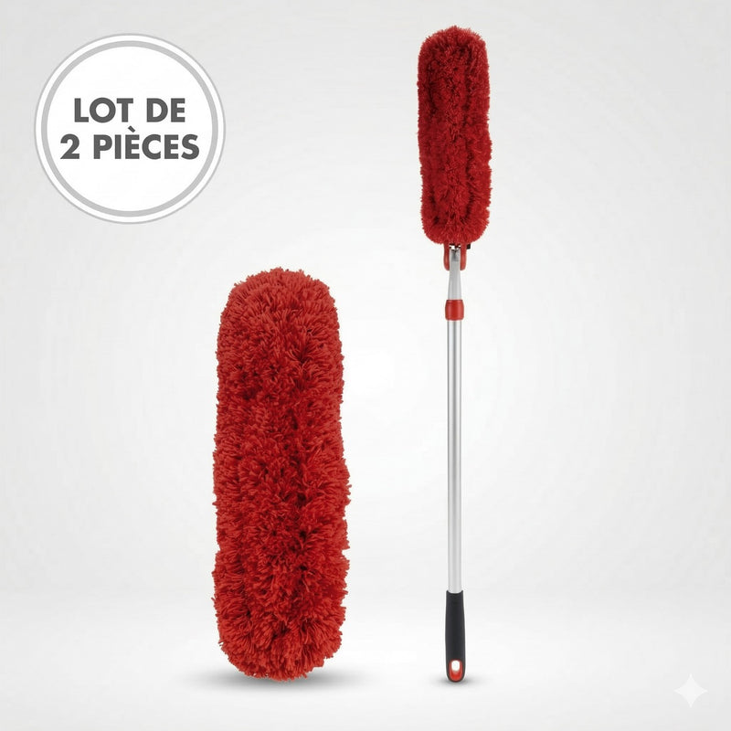 Lot : 1 Plumeau Microfibres (Avec Manche Téléscopique) + 1 Recharge