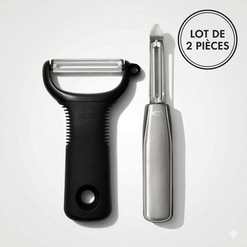 Lot : 2 Éplucheurs (1 Rasoir Y + 1 Oscillant Inox)