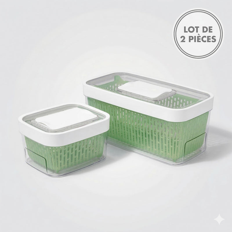 Lot : 2 Boîtes De Conservation Pour Fruits & Légumes (1X 4L + 1X 1,5L)