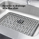 Lot : 1 Grand Tapis D'Évier En Silicone + 1 Organisateur D'Évier Inox