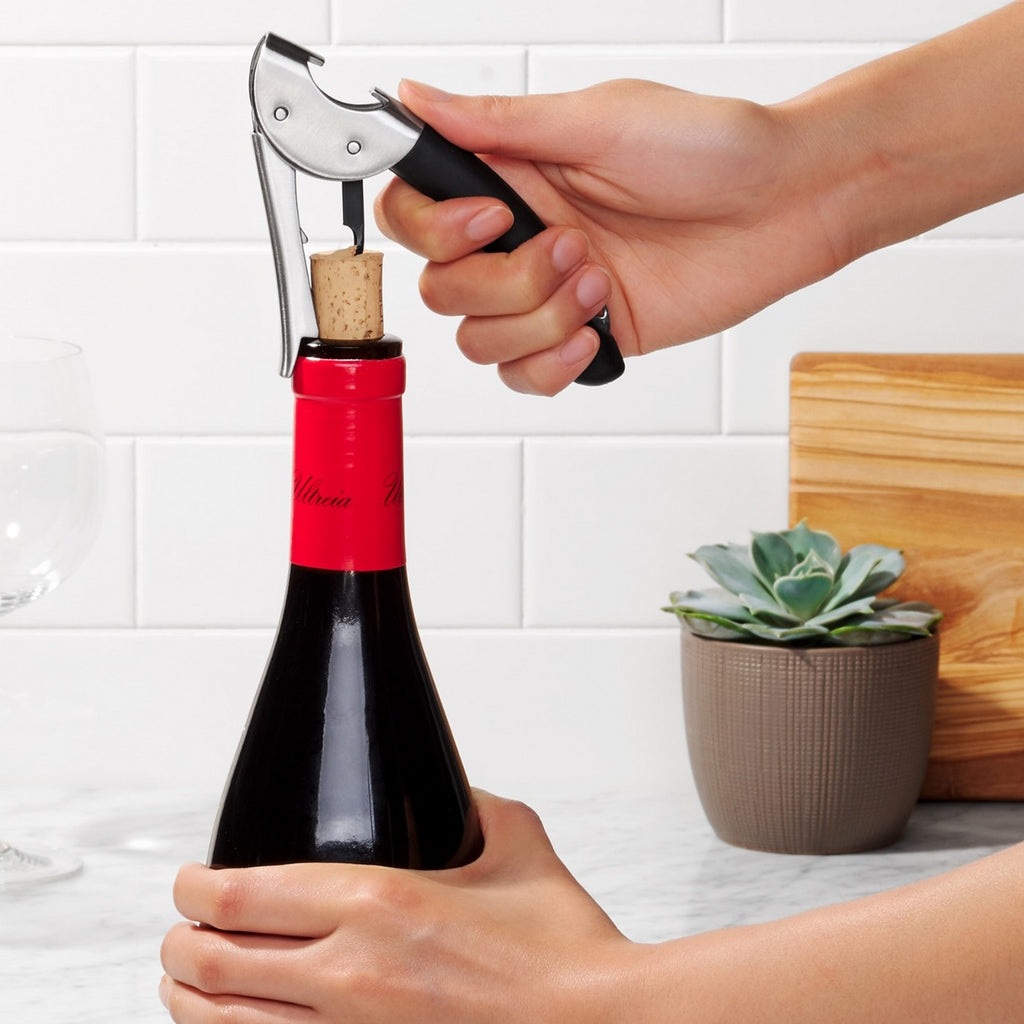 Lote: 1 Sacacorchos Sommelier + 1 Abrebotellas de Acero Inoxidable