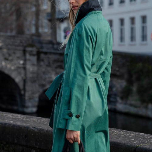 Trench Généreux En Pur Coton Vert