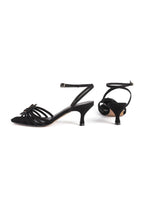 Dark Flower Heeled Sandals - Black