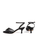 Sandalias de tacón con flores oscuras - Negro
