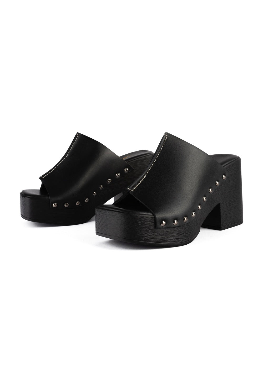 Rustic Rambles Heeled Mules - Black