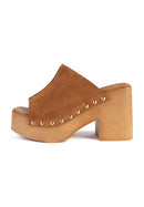 Rustic Rambles Heeled Mules - Brown