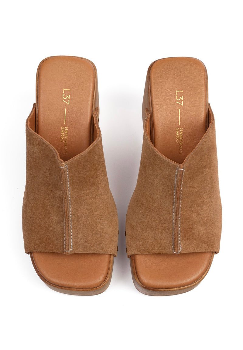 Rustic Rambles Heeled Mules - Brown