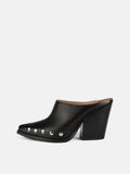 Silver Stars Heeled Mules - Black