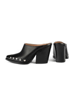 Silver Stars Heeled Mules - Black
