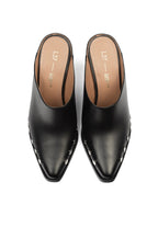 Silver Stars Heeled Mules - Black