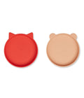 Set Of 2 Olivia Plates - Apple Red / Tuscan Rose