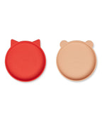 Set Of 2 Olivia Plates - Apple Red / Tuscan Rose
