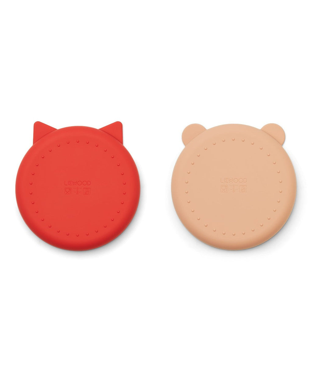 Set Of 2 Olivia Plates - Apple Red / Tuscan Rose