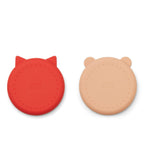 Set Of 2 Olivia Plates - Apple Red / Tuscan Rose