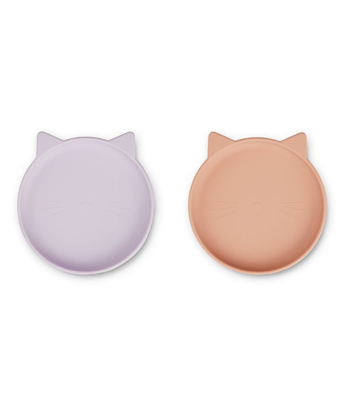 Lot De 2 Assiettes Olivia - Mélange De Roses Lavande Clair Pour Chat