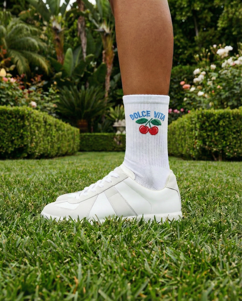 Cherry Socks - White