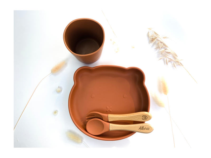 Mathieu Le Set Repas Malicieux - Ourson (Personnalisable)