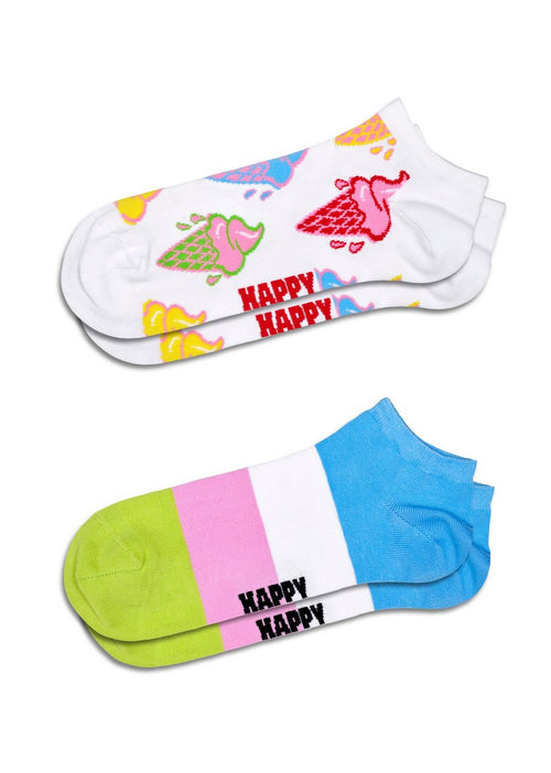 Lot De 2 Paires De Chaussettes Basses Glaces Rayures- Mixte