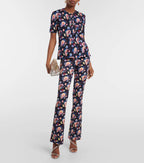 Pantalon Tricoté - Fleurs Néon Marine
